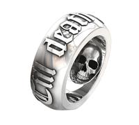Anillo de la muerte | Anillos góticos | Anillo de eternidad de boda del alfabeto de plata | Anillo de joyería gótica de estaño para hombre | Anillo de compromiso para él | Anillo de promesa de