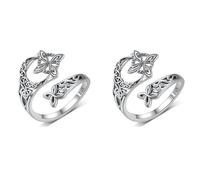 Anillo de la trinidad celta, anillos de nudo celta, joyería irlandesa con nudo de bruja, anillo de compromiso ajustable y abierto para mujer, para el día de San Patricio, nudo de bruja, Plata, No.