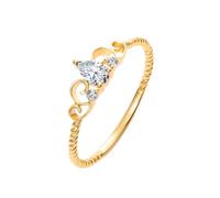Anillo de las mujeres, Joyería Anillos Corona con Diamante En Forma De Pera De Oro Amarillo 0,18 Ct, 57 (18.1), Oro amarillo de 14 quilates, Diamante