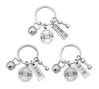 Anillo De Llave De Mancuernas De 3 Letras De 3 Piezas, Anillo De Llave De Deportes Plateado Creativo, Anillo De Llave De Metal De Entrenamiento, Pequeño Regalo para Los Entusiastas del Fitness.