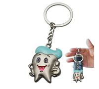Anillo de llave dental dentista - Tooth Emblem colgante, mini llavero simbólico | Linda idea de regalo para el personal de la clínica, el encanto de la joyería de mano para el transporte diario, dado
