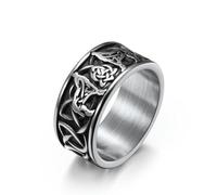 Anillo de lobo anudado vintage Odin Viking Celtics para hombres Mujeres Acero/Oro Anillo vikingo nórdico de acero inoxidable Joyería de moda para hombres