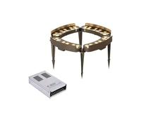 Anillo de luces de árbol para exteriores, resistente al agua, con una fuente de alimentación de 220 V a 24 V para patio, jardín (luz cálida, 5 cabezales, 60 W)