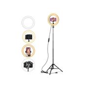 Anillo de luz de 10" con trípode y soporte para teléfono para vídeos de YouTube - Negro
