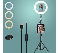 Anillo de luz de 13'' con Soporte para trípode y Soportes para teléfono, Anillo de luz para Selfie de 65'' de Altura Ajustable con Control Remoto, luz Circular LED Regulable para transmisión