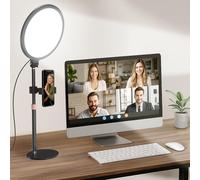 Anillo de luz de Escritorio con Soporte, 10 Pulgadas para videoconferencia Escritorio de reuniones Zoom, Monitor de Ordenador portátil, iluminación de videoconferencia, Grabación de vídeo
