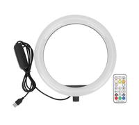 Anillo de luz LED con intensidad regulable, puerto de carga USB y 10 niveles de brillo. Anillo de luz LED RGB para selfies con control remoto