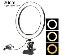 Anillo de luz LED con temperatura de color variable y brillo ajustable para maquilladores y creadores de contenido, con diseño giratorio de 360.