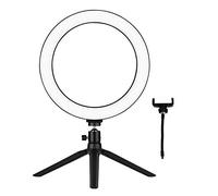 Anillo de luz LED de 10 Pulgadas con trípode 3200K-5500K Lámpara de luz de cámara de Mesa Regulable 3 Modos de luz y 10 Niveles de Brillo