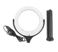 Anillo de luz LED de 6 pulgadas con tres modos de color, brillo regulable y diseño giratorio, ideal para maquillaje, transmisiones en vivo y