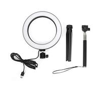 Anillo de luz LED de aleación de Aluminio de 20 cm, lámpara de fotografía Regulable con 3 Modos de Color y 10 Niveles de Brillo, Anillo de luz Alimentado por USB con trípode y Palo