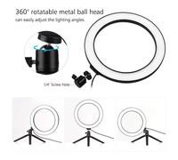 Anillo de luz LED regulable con soporte de trípode ajustable, anillo de luz de 10 pulgadas para computadora portátil con rotación de 360 y