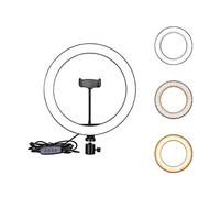 Anillo de luz OEBLD regulable con 3 modos de luz y 10 luces LED de nivel de brillo para teléfono Live Stream Makeup YouTube Shooting (luz de anillo de 10 pulgadas con clip))