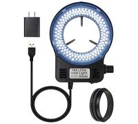 Anillo de luz para microscopio, 144 LED, iluminador ajustable para microscopio estéreo de laboratorio y reparación de relojes PCB
