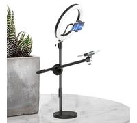 Anillo de luz para selfie, soporte de cámara ajustable de 360°, configuración de iluminación LED profesional con soporte para teléfono, anillo de luz para videos, clases en línea y fotografía
