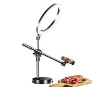 Anillo de luz para Selfies con Soporte, Soporte para teléfono con luz LED anular para cámara elevada con Brazo articulado - Iluminación de vídeo LED para transmisión en y didatt