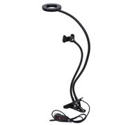 Anillo de luz para selfies, soporte universal para teléfono para transmisiones en vivo y maquillaje, 3 modos de luz con brazo flexible y ajuste de
