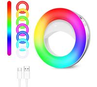 Anillo de luz para smartphone y portátil, LED regulable con temperatura de color ajustable y tres niveles de intensidad, con diseño ligero de clip