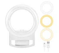 Anillo de luz portátil para selfies con 9 efectos de luz, anillo de luz recargable con clip para teléfono con 3 modos de iluminación, máscara de