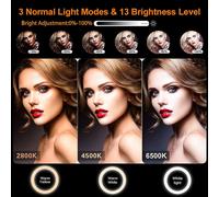 Anillo de luz RGB con trípode extensible de 63", modo CCT y experiencia audiovisual dinámica, ideal para maquillaje, transmisiones en vivo y