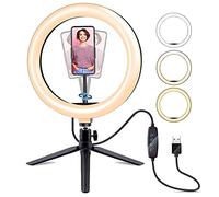 Anillo de luz selfie de 10 pulgadas con soporte y soporte teléfono, trípode teléfono celular luz LED con control remoto para transmisión en vivo, YouTube/TIK Tok, compatible teléfonos iPhone y Android