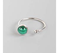 Anillo De Malaquita Verde Natural Cristal Redondo Dos Bolas Anillo Ajustable Mujer Anillos De Piedra Abierta Reiki Equilibrio Tobillo Anillos De Dedo Anillo De Eternidad Para Mujeres, Niñas Y Hombr