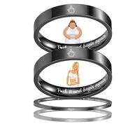 Anillo de mantra del dedo medio, anillo de joder y comenzar de nuevo, anillo de joder grabado divertido, anillo de joder mi trauma, anillo inspirador de banda de cola de dedo medio (B,US-7)