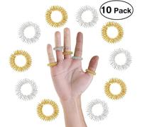 Anillo de masaje, 10 piezas de anillos de acupresión, anillo de masaje de dedos de medicina china (5 plateados + 5 dorados)