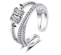 Anillo de meditación de ansiedad de 14 quilates para mujer, S925 a mi hija, anillo giratorio ajustable con circonita cúbica, regalo de joyería, Circonita cúbica, Sin gemas.