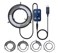 Anillo de microscopio con fuente de luz ajustable para microscopio estéreo de laboratorio y cámara (USB 144 LED de 4 zonas)