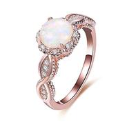 Anillo de moda con ópalo circonita chapado en rosa, calidad Pre