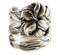 Anillo de moda con personalidad de flor oscura y colorida, anillos de los años 2000, talla única, Metal, Sin piedras preciosas