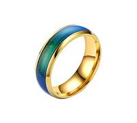 Anillo de moda que cambia de color, con siete temperaturas de luz, esmalte sensible a la temperatura, anillo de croissant, 10, Metal, Sin piedras preciosas