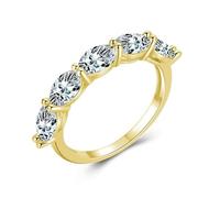 Anillo de moissanita Art Deco de oro blanco de 14 quilates, anillo de boda / 9K Au375/Au585 tamaño blanco redondo 5 x 5 mm, moissanita apilable para madre simple, N 1/2, Oro amarillo, Moissanita