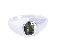 Anillo de Moldavita, plata de ley 925 con piedras preciosas de protección psíquica para reiki, K 1/2, Piedra preciosa., Moldavita