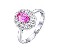 Anillo de mujer, anillos de metal de oro blanco de 18 quilates, ovalado, zafiro, creado por el laboratorio de 0,64 ct, regalo de aniversario, talla 4, 10, Oro blanco de 18 quilates, Zafiro