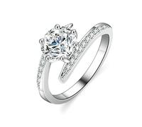 Anillo de mujer, de plata, juego de 4 anillos engarzados de 1 quilate, moissanita, oro blanco de 14 quilates, talla 58 (18,5)