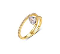Anillo de mujer delicado y fino, con gotitas de 0,8 quilates de moissanita, oro amarillo de 18 quilates, talla 53 (16,9)