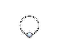 Anillo de nariz de plata de 18 g, 1 aro de titanio F136 para mujer, aro con ópalo, estilo 2, plateado