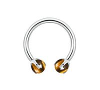 Anillo de nariz para mujer, 1 aro de titanio G23, piercing para tragus, hélice, anillo de joyería con ópalo y ágata, 1.2x6mmx4mm, Metal, Ojo de tigre