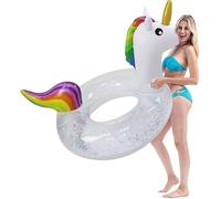 Anillo de natación inflable de unicornio, flotador para piscina, juguete de agua inflable, anillo de natación transparente, para adultos, niños y niñas
