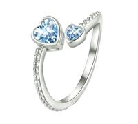 Anillo de niña de ley 925 con piedra natal ajustable para mujer, anillo de corazón abierto, joyería de mes para cumpleaños, cómo medir tu dedo para un anillo, A, Aleación de aluminio, Sin piedra