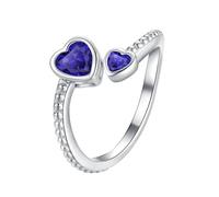 Anillo de niña de ley 925 con piedra natal ajustable para mujer, anillo de corazón abierto, joyería de mes para cumpleaños, cómo medir tu dedo para un anillo, A, Aleación de aluminio, Sin piedra