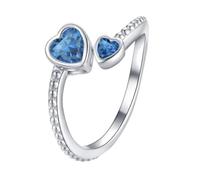 Anillo de niña de ley 925 con piedra natal ajustable para mujer, anillo de corazón abierto para el mes para cumpleaños, joyería de amor al primer anillo, A, Aleación de aluminio, Sin piedra preciosa