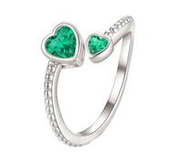 Anillo de niña de ley 925 con piedra natal ajustable para mujer, anillo de corazón abierto para el mes para cumpleaños, joyería de amor al primer anillo, A, Aleación de aluminio, Sin piedra preciosa