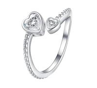 Anillo de niña de plata de ley 925 con piedra natal para mujer, ajustable, corazón abierto, constelación, mensual, adolescente, hija, cortina de metal, color negro, A, Aleación de aluminio, Sin