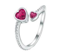 Anillo de niña de plata de ley 925 con piedra natal para mujer, ajustable, corazón abierto, constelación, mensual, adolescente, hija, cortina de metal, color negro, A, Aleación de aluminio, Sin