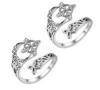 Anillo de nudo celta de plata, anillo ajustable de nudo de bruja, anillo de dedo medio, anillos de pulgar para nudillos, diseño abierto, para uso diario, regalo de cumpleaños, Zinc