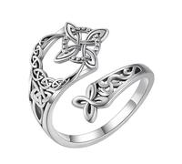 Anillo de nudo celta de plata, anillo ajustable de nudo de bruja, anillo de dedo medio, anillos de pulgar para nudillos, diseño abierto, para uso diario, regalo de cumpleaños, Zinc