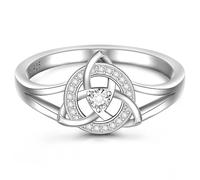 Anillo de nudo celta para mujer, triquetra, trinidad, celta, plata de ley, infinito, eternidad, circonita cúbica, compromiso, vintage, joyería celta, 6, 7, 8, 9, 10, Plata de ley, Circonita cúbica